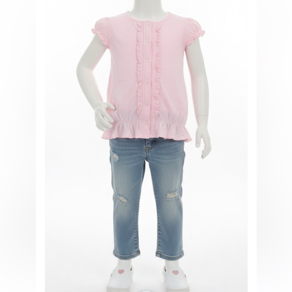 Ralph Lauren Sweet Pink Ruffled Button-Front Top size 6💗💖